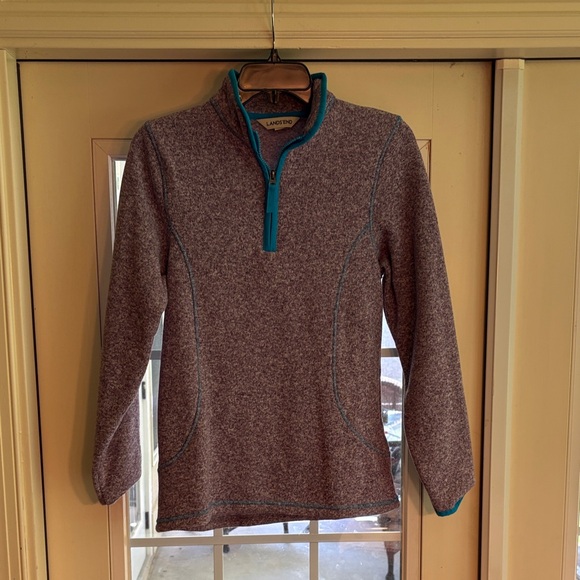 Lands' End Light Purple 1/4 Zip Pullover with Teal Accents - Picture 1 of 9